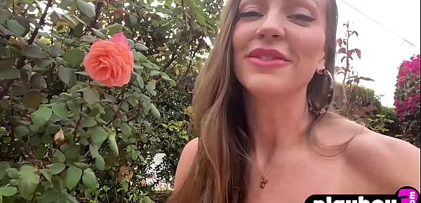  Perverted babe MILF with big natural boobs Abigail Mac loves roses and masturbation